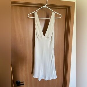 Meshki Cowl Back Satin Mini Dress - Beige